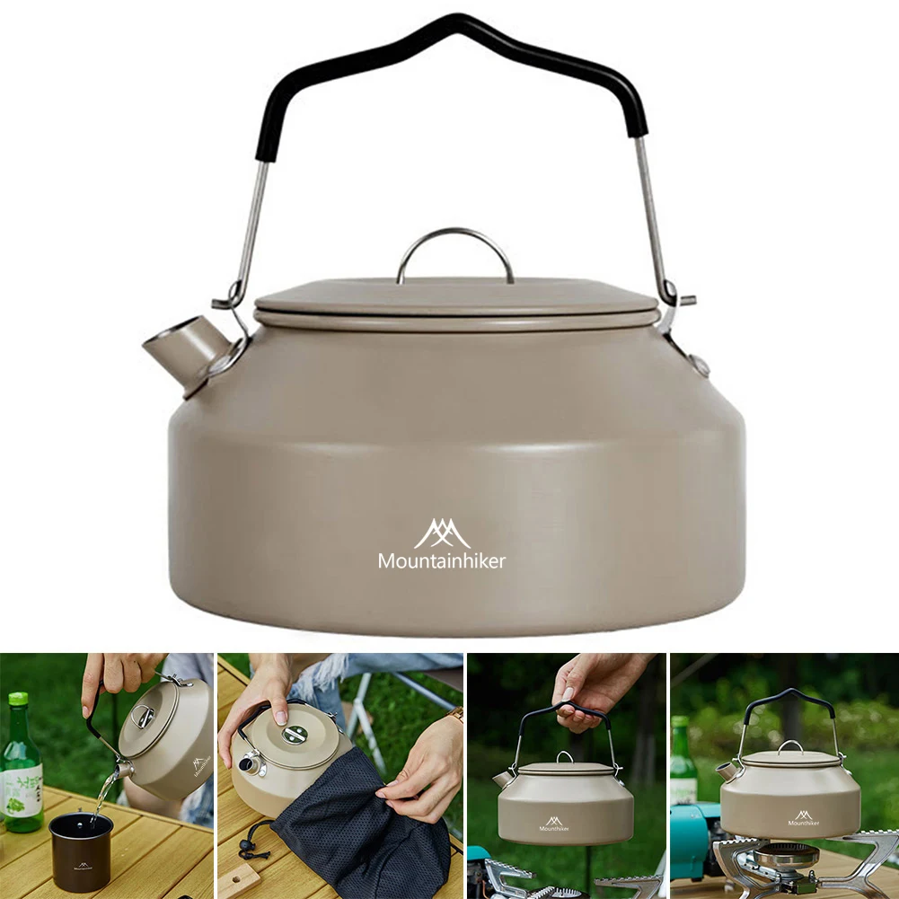 

1.4L Camping Stovetop Teapot with Handle Portable Whistling Teapot Metal for Outdoor Travel Camping Cooking