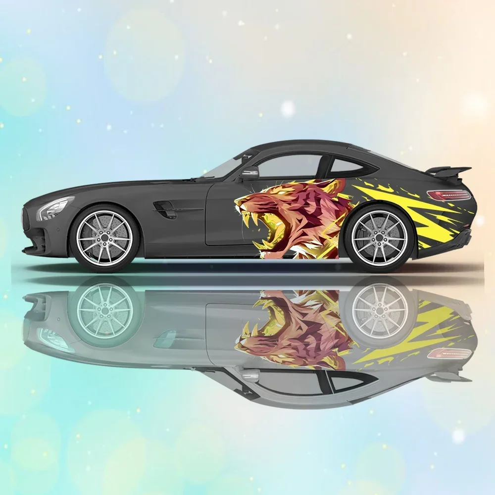 

Colorful Fierce Tiger Roar Car Side Sticker Decor, PVC Waterproof Scratch Resistant Decal, Car Protection, Auto Accessories Gift