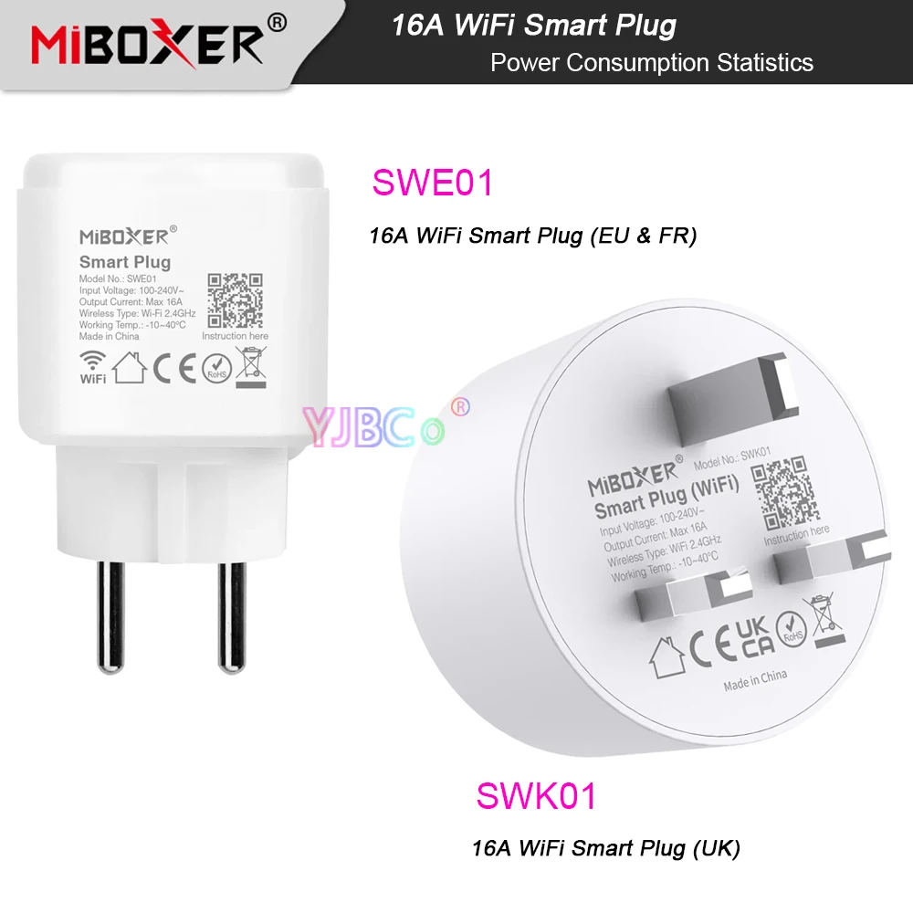 

Miboxer WiFi Smart Plug with Power Consumption Statistics (UK)/EU&FR) 16A Timing Child Lock Memory Tuya app Remote/voice control