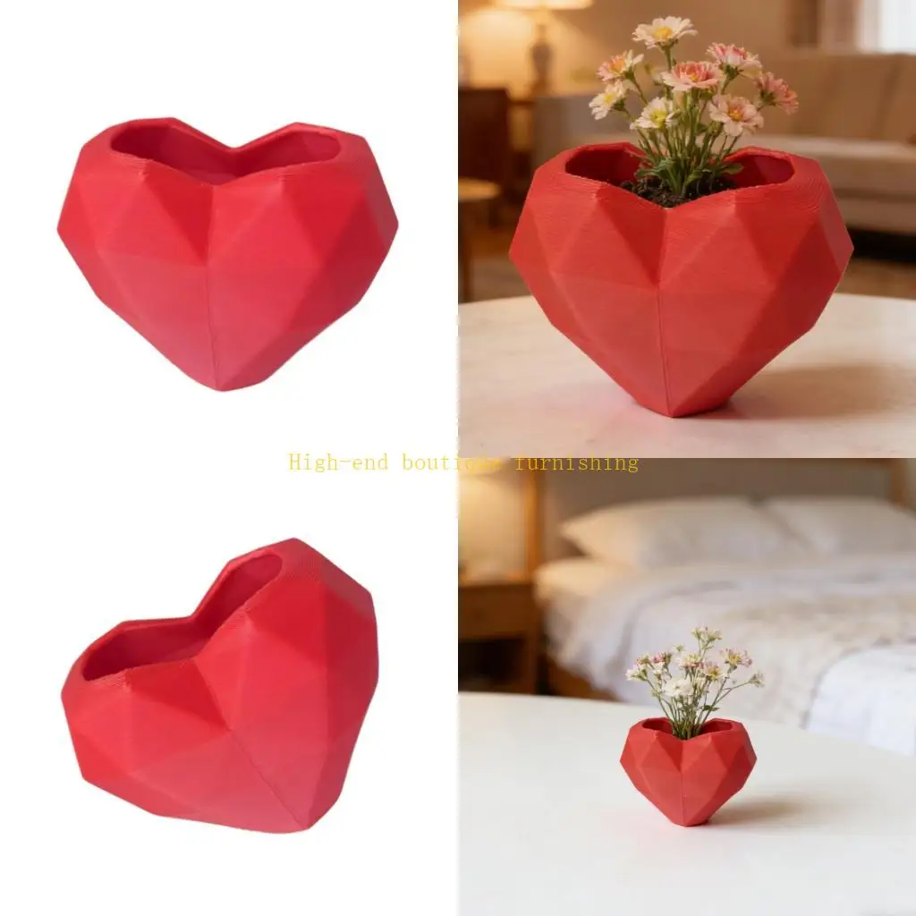 L9NB Fascinating Geometric Heart Vases User Friendly Polylactic Acid Artistic Flower Holders