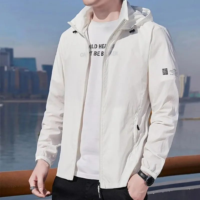 

Hot！Sun Protection Coat Solid Color Long Sleeve Breathable Hooded Loose Anti-UV Summer Zipper Quick Dry Jacket for Outdoor