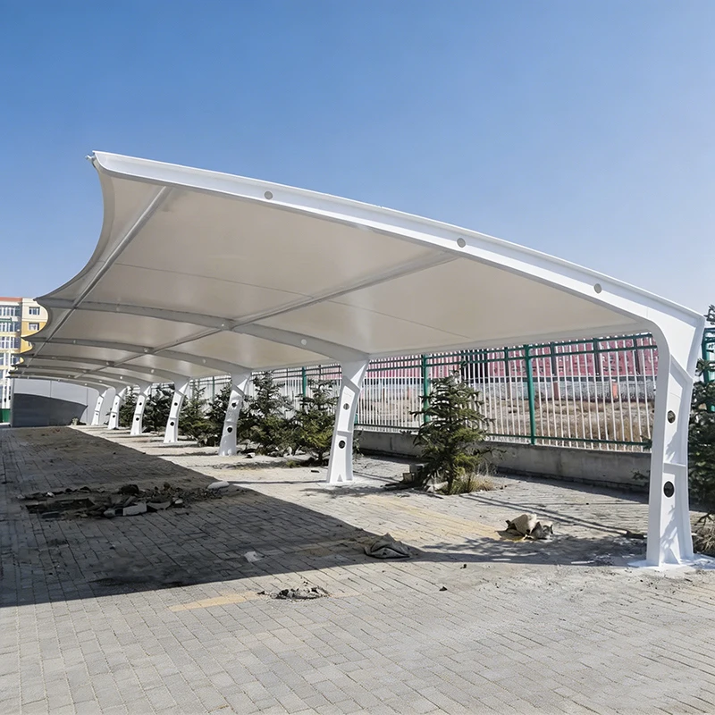 Commercial Waterproof Parking Canopy EV Electric Bike Charging Hub Tensile Membrane Rain Shelter for Residential Complex