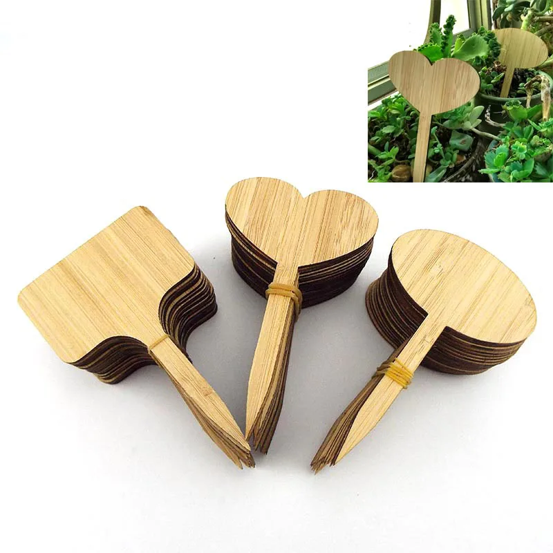 10*6cm T-Type Bamboo Plant Labels Eco-Friendly Wooden flower veg Sign Tags Garden Markers Tools for pots Potted Herbs Flowers B4