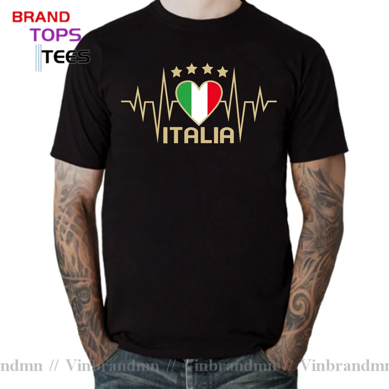 Maglietta da calcio italiana italia maglietta da uomo italiana con battito cardiaco maglietta divertente con bandiera Roma italia maglietta fresca aderente T-Shirt da uomo Casual