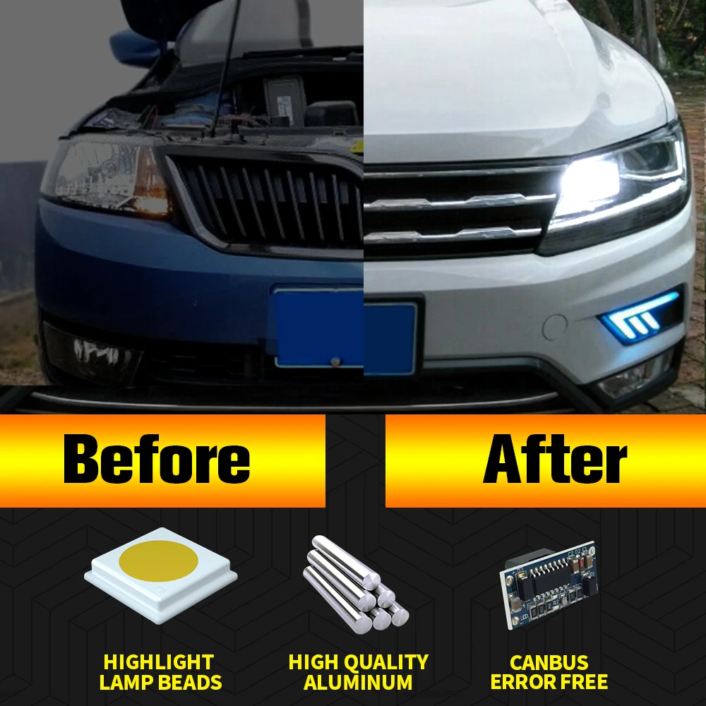 2pcs LED DRL Daytime Running Light Bulb Lamp For Dacia Lodgy 2010-2013 2011 2012 Accessories