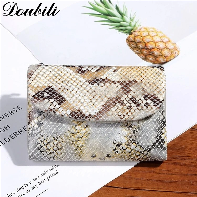 Doubili leather wallet short women's wallet snake pattern handbag zipper coin wallet