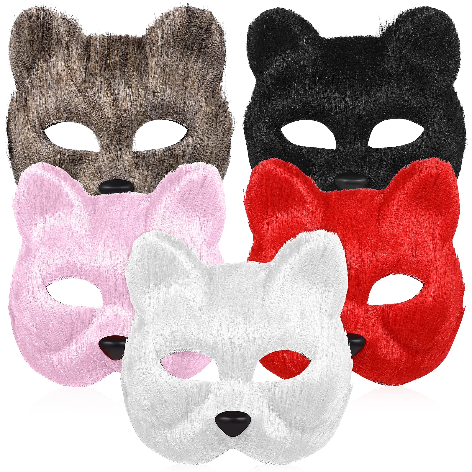 1Pcs Halloween Plush Furry Animal Half Face Mask Cat Fox Mask for Easter Carnival Masquerade Costume Party Cosplay Props