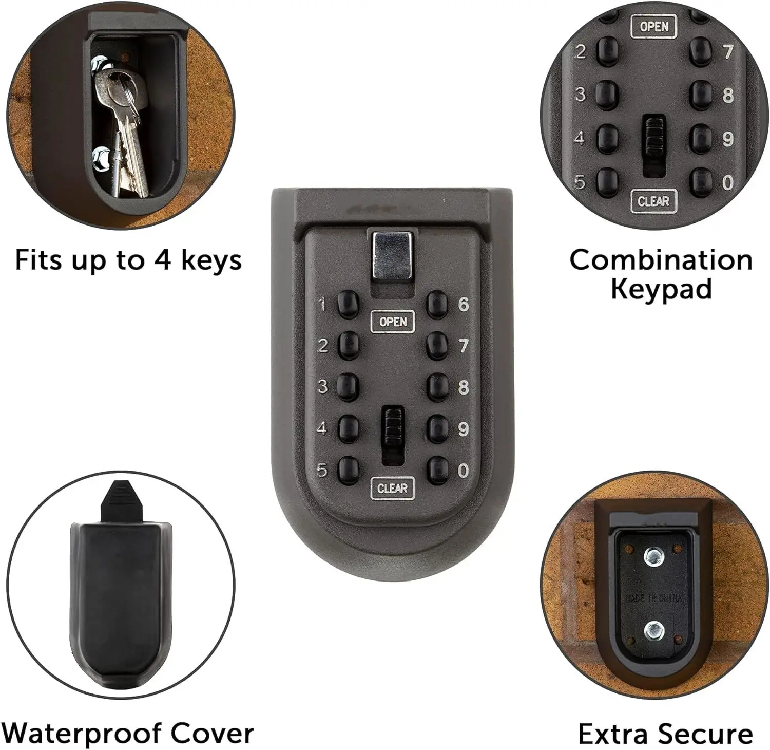 Imagem -05 - Impermeável Anti-lost Password Keysafe Box Wall-montado Metal Safety Box Caixa de Armazenamento ao ar Livre Bh001 Digital Button Key Safe