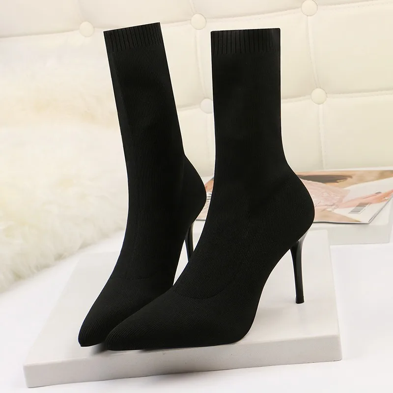 2024 tessuto elasticizzato Fetish 7cm 9cm tacchi alti donna stivaletti moda inverno autunno spogliarellista scarpe femminili