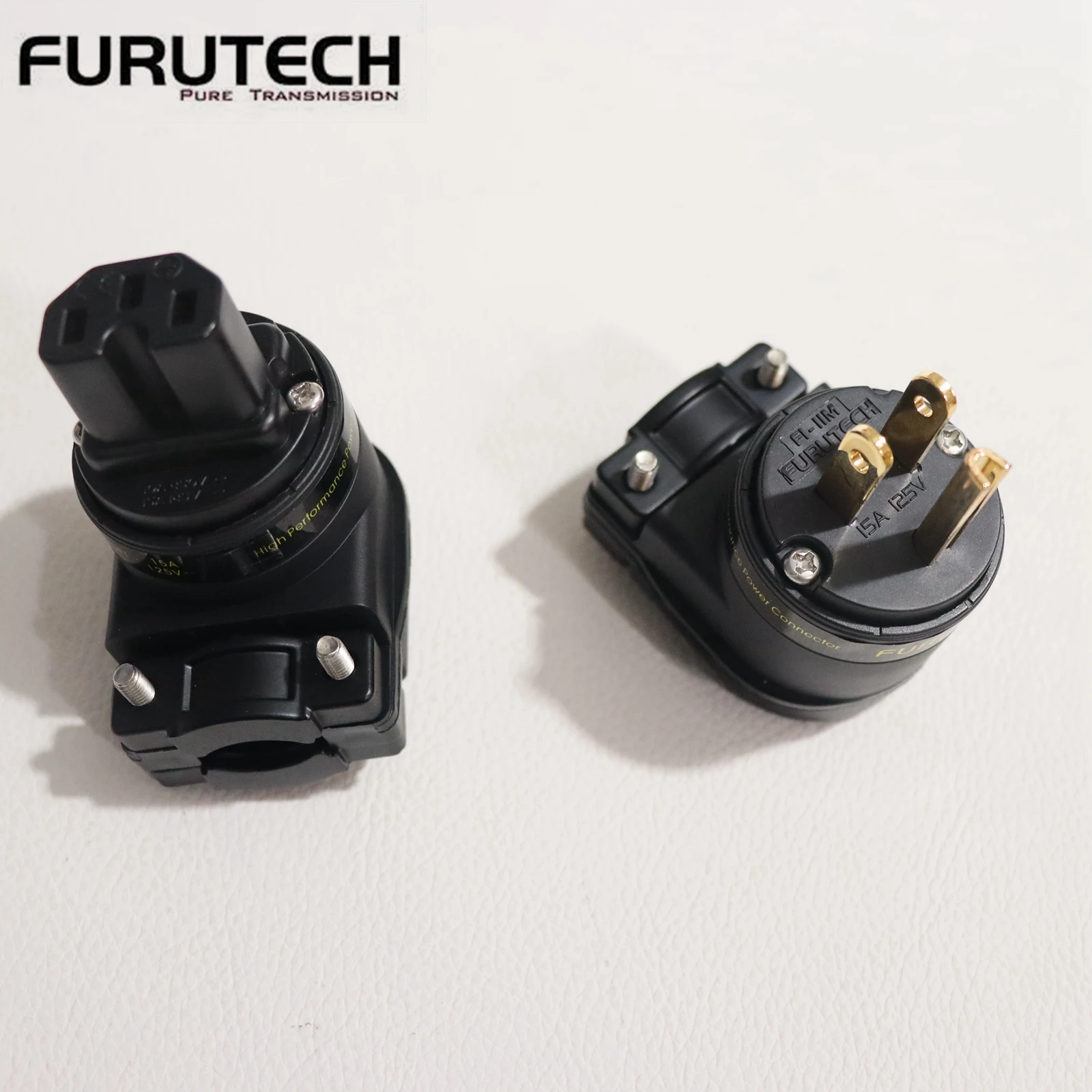 New high performance furutech 24K Gold Schuko Mains Right Angle Male Plug to 90° IEC C13 Female Socket HIFI Power Connector