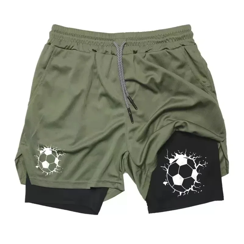 

2025 новые мужские спортивные шорты 2-в-1, быстросохнущие тренировочные спортивные шорты, дышащие двухслойные футбольные шорты для спортзала