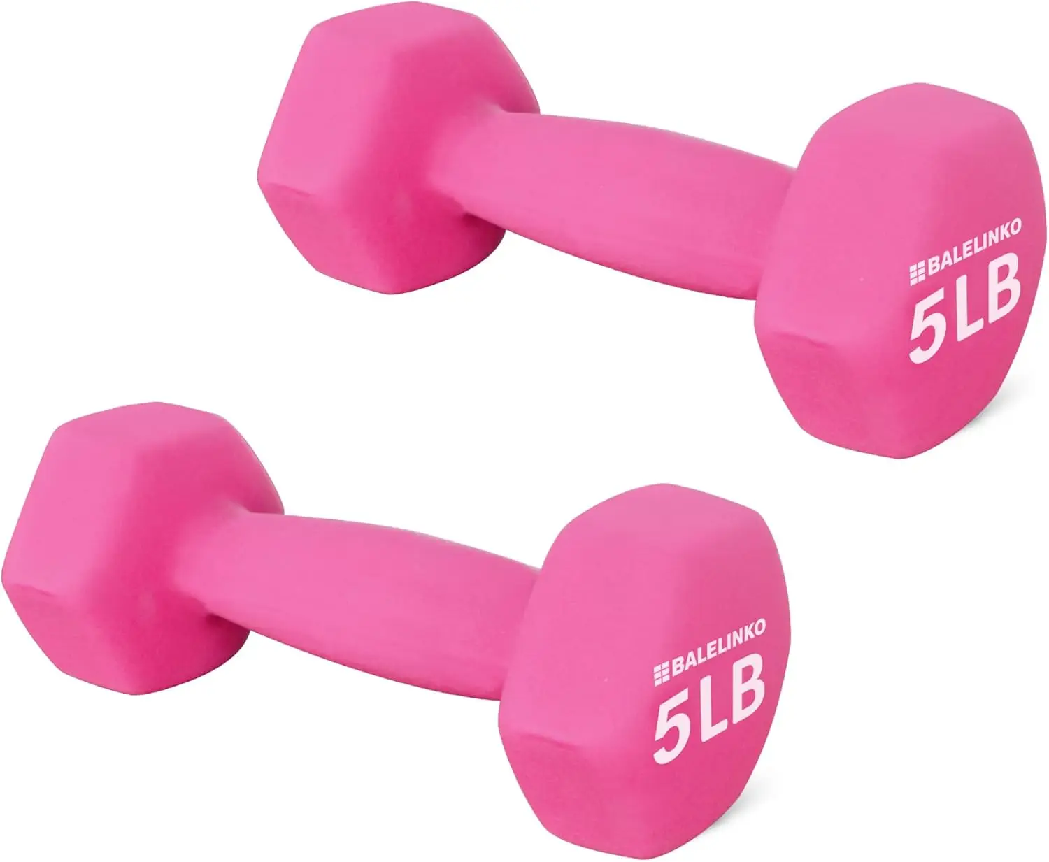 

Гексагональные неопреновые гантели для домашнего спортзала, силовых тренировок, йоги - с нескользящим покрытием, 5 фунтов, розовые, пара