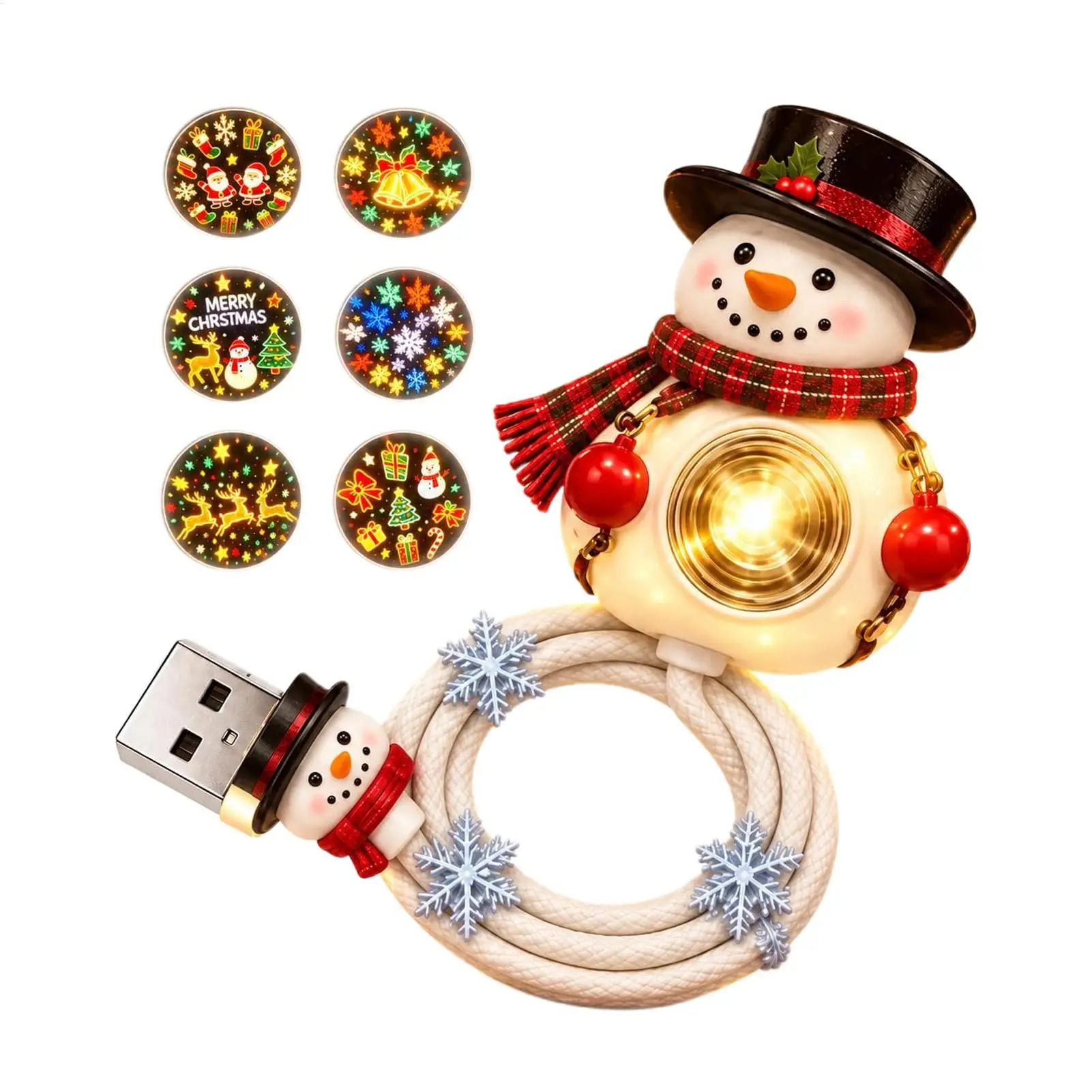 Christmas Projector Nightlight USB Seasonal Display Projection Lamp Christmas Projector With 6 Holiday Scenes For Home Apartment