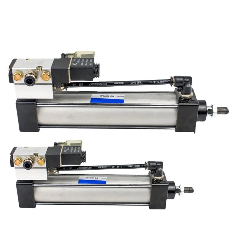 SCF32 40 50 63 80 100 Standard Solenoid Valve Integrated Pneumatic Cylinder Stroke 25-1000mm Air Cylinders Set Without Magnetic