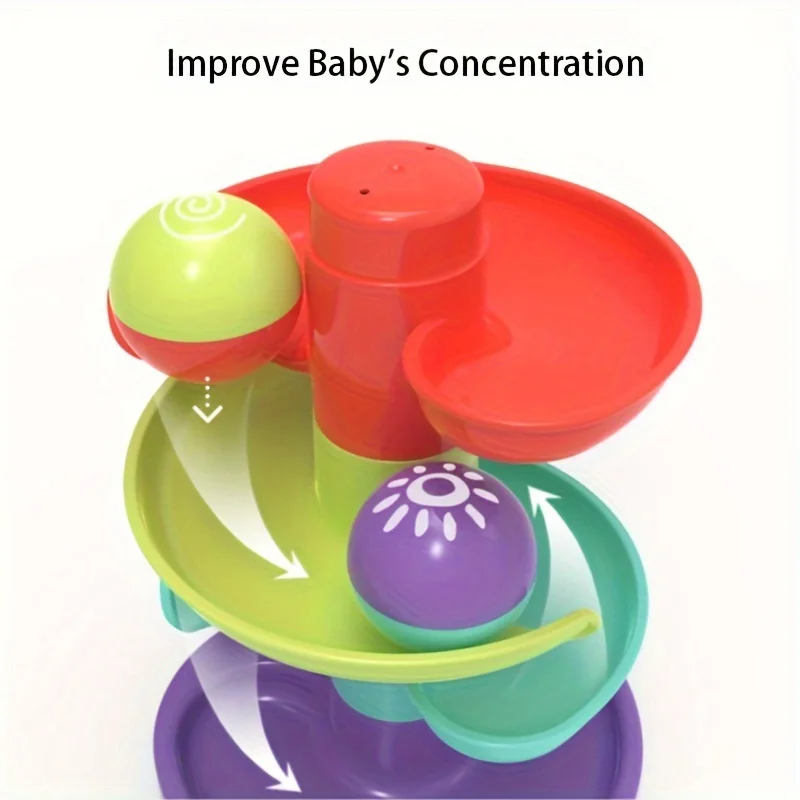 ของเล่นหอคอยลูกบอลเพื่อการศึกษา - ลูกบอลกลิ้งและหมุนได้ พัฒนาทักษะการเคลื่อนไหวที่ละเอียด ของขวัญวันหยุดและวันเกิด