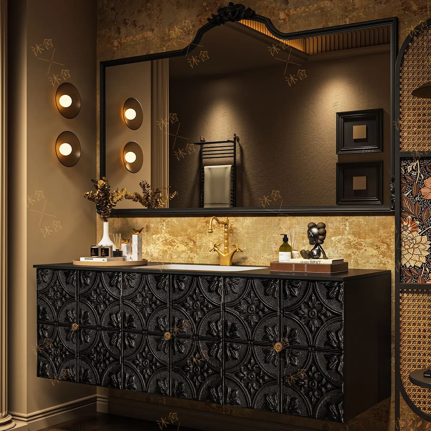 New French bathroom cabinet ceramic integrated basin bathroom white washstand bathroom cabinet face hand basin cabinet combinati