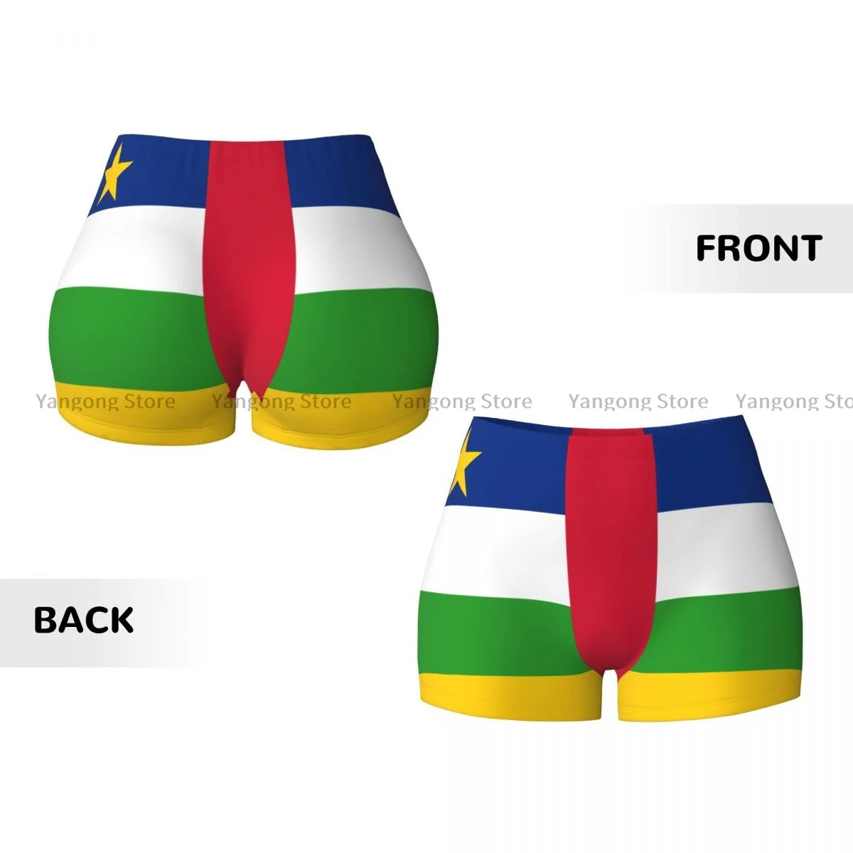 Shorts de Corrida Push Up Feminino, Elasticidade, Rabo Raspar, Bandeira da República Centro-Africana, Calções Esportivos, Roupas de Academia