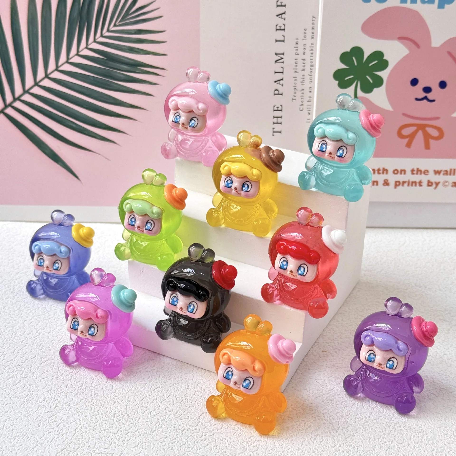 

Luminous hat doll DIY jewelry creative cute resin accessory keychain pendant car decoration small figurine