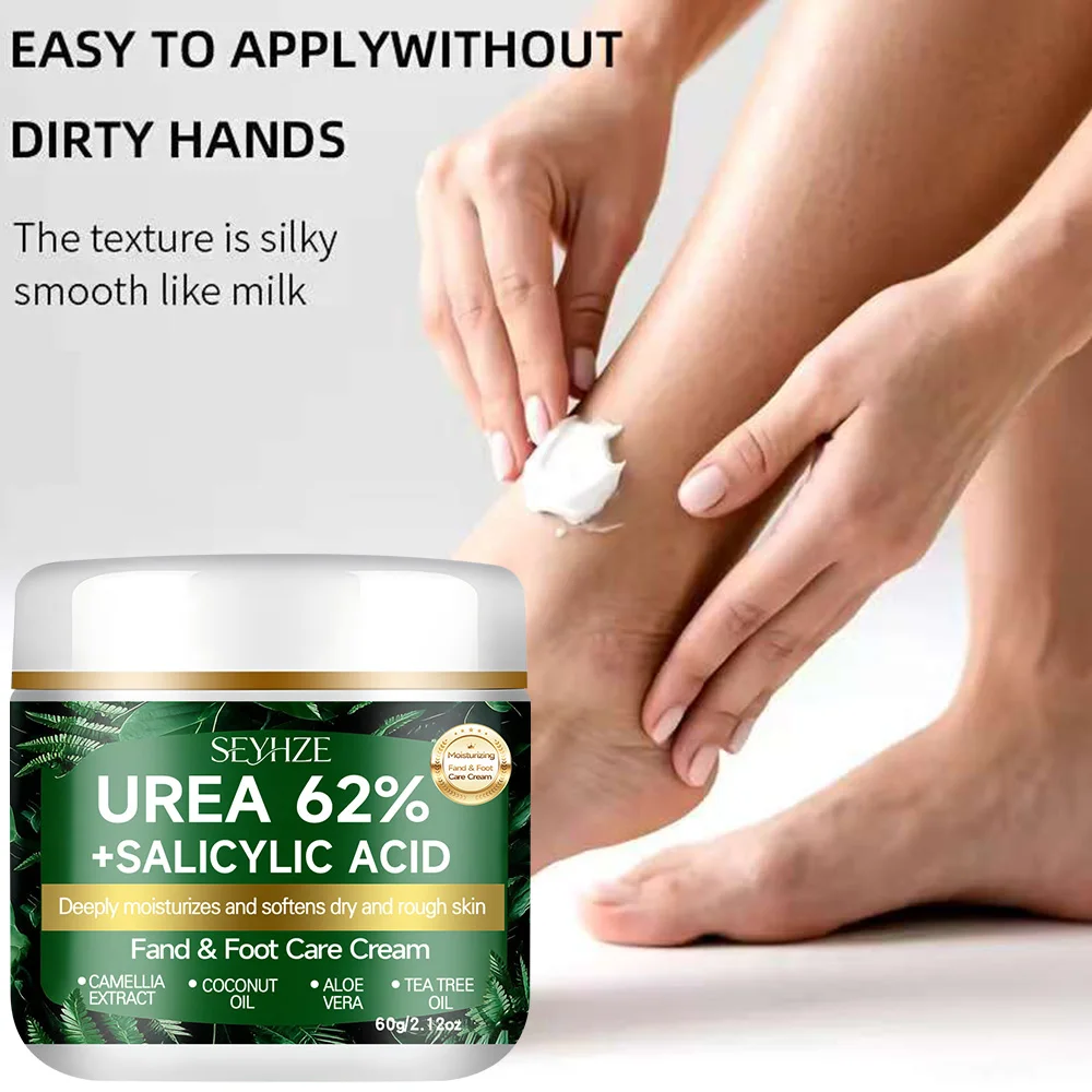SEYHZE Fußcreme mit 62% Urea und Salicylsäure für trockene, raue Haut, Teebaumöl, Aloe-Butteröl, Glycerin, H-Aloe Vera Feuchtigkeitspflege – Detail 5