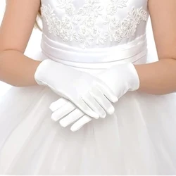 1 par nueva moda niños guantes blancos niños niñas puesta en escena etiqueta guante vestido LICRA elástico boda flor chica guante