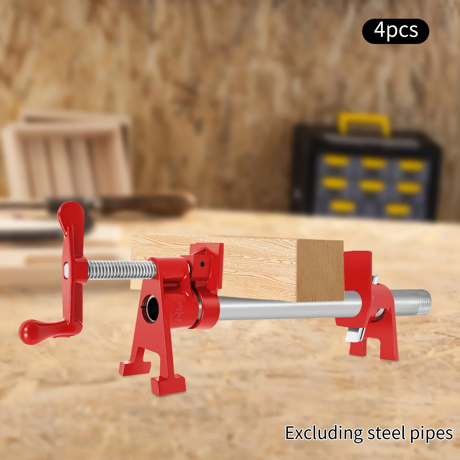 Braçadeiras de parafuso de tubo de 3/4 '', 4 unidades, conjunto de braçadeiras de madeira, braçadeiras de tubo de liberação rápida, braçadeiras de metal
