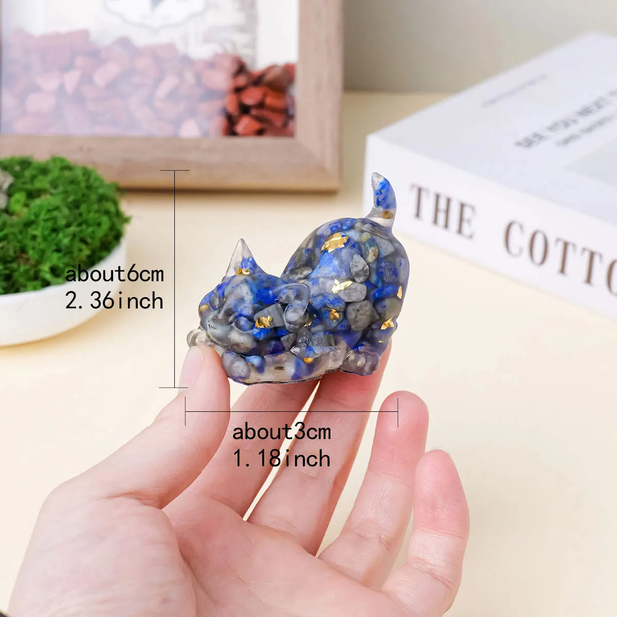 1PC Natural Crystal Stone Crouch Cat Statue Reiki Stone Figurine Amulet Fengshui Sculpture for Home Office Decoration