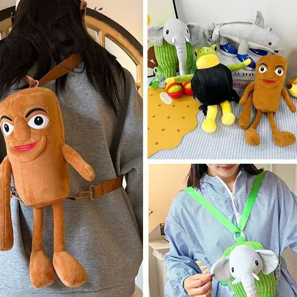 Italienischer Brainrot Shark Rucksack Plüsch Tungtungsahur Tralalo Shan Hai Jing Weiche Puppe Kinder Erwachsene Geschenk