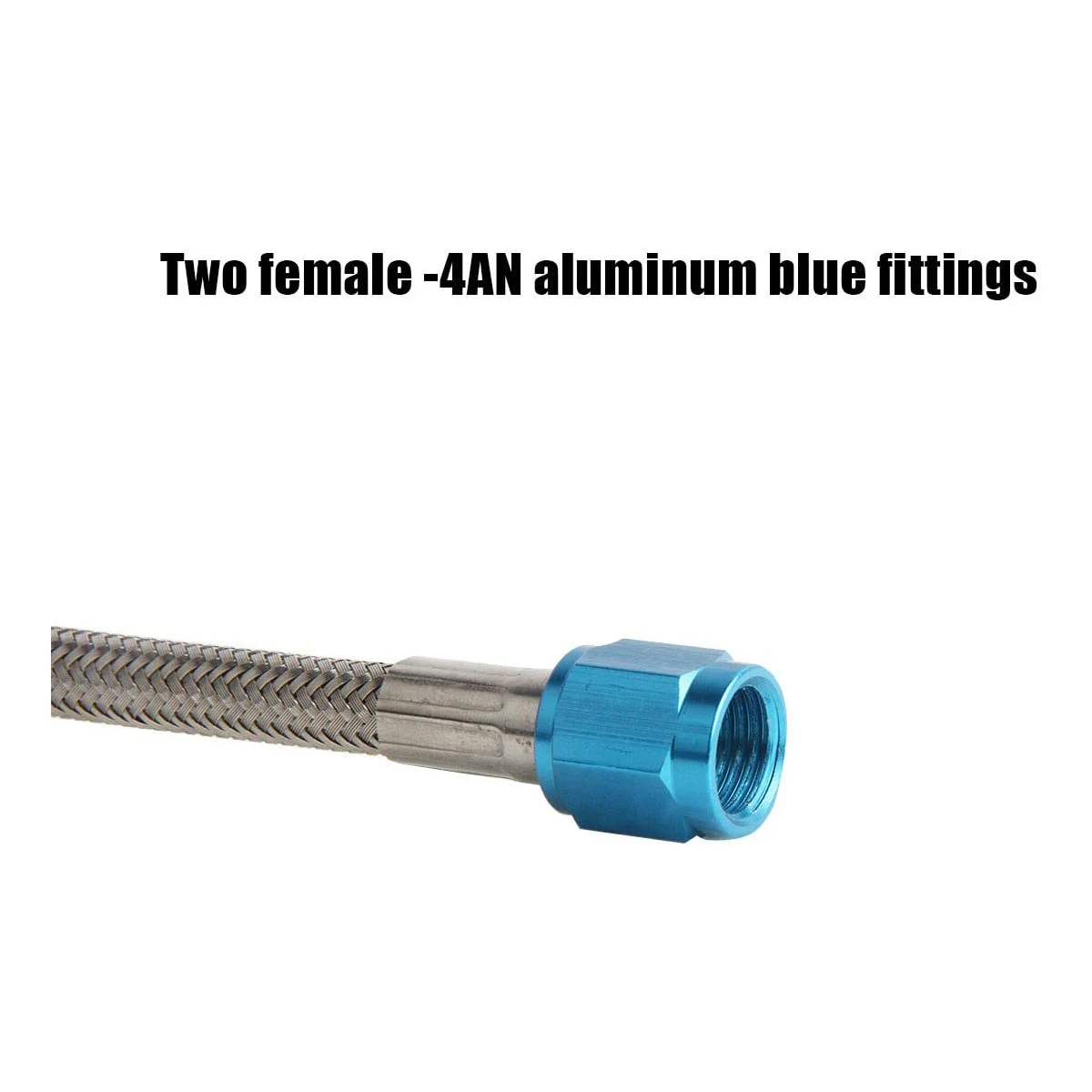 7 Inches Nitrous Stainless Steel Braided Hose with -4AN and -4AN Blue Fittings Teflon Lined Stainless Steel Hose（7”,4an4an,blue）
