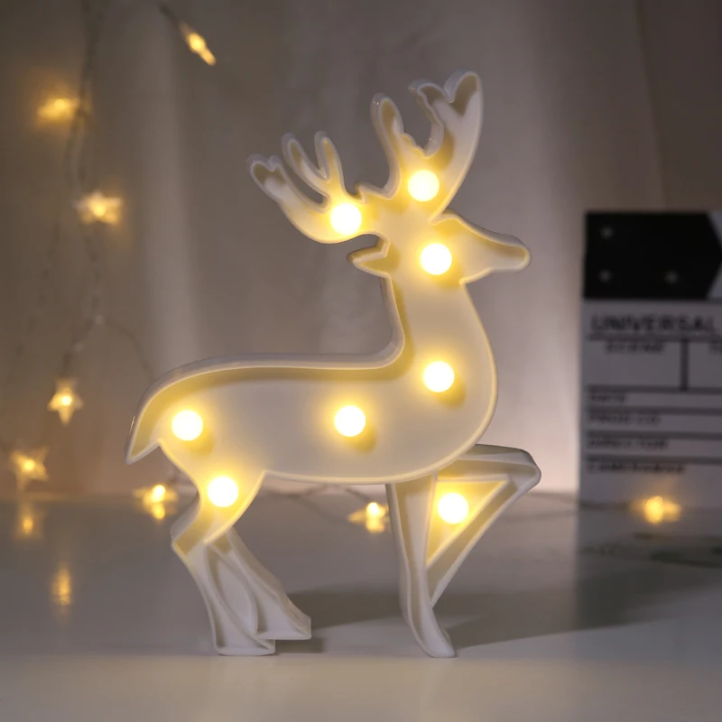 Adorável Natal LED Night Lights, Decoração de festa, Sereia Elk, Lâmpada Criativa, Iluminação interior para casa, Desktop, Kids Room