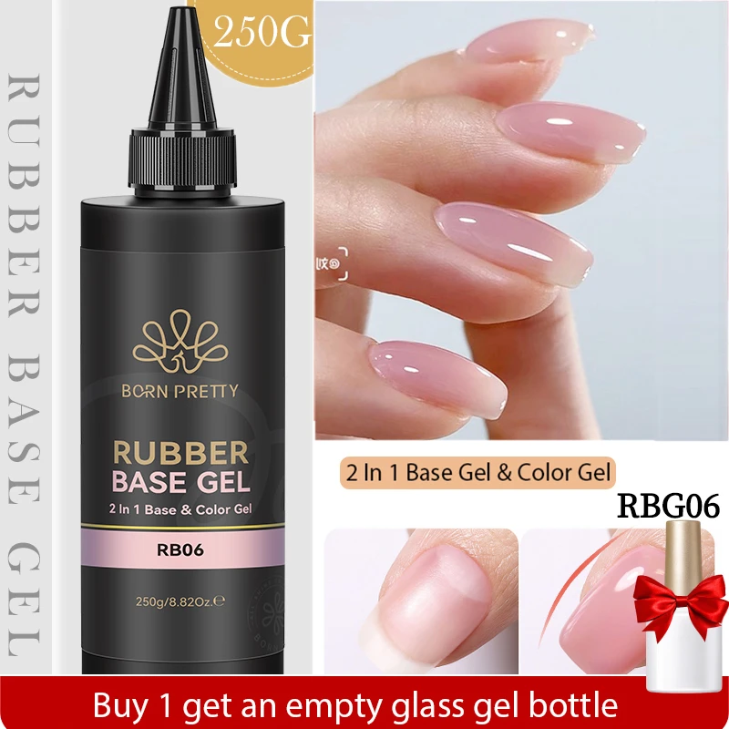 BORN PRETTY 250 g Gummibasisgel, nachgefülltes Paket, Gelee, milchig weiß, nackt, semi-permanent, Soak Off, selbstnivellierendes Konstruktionsgel