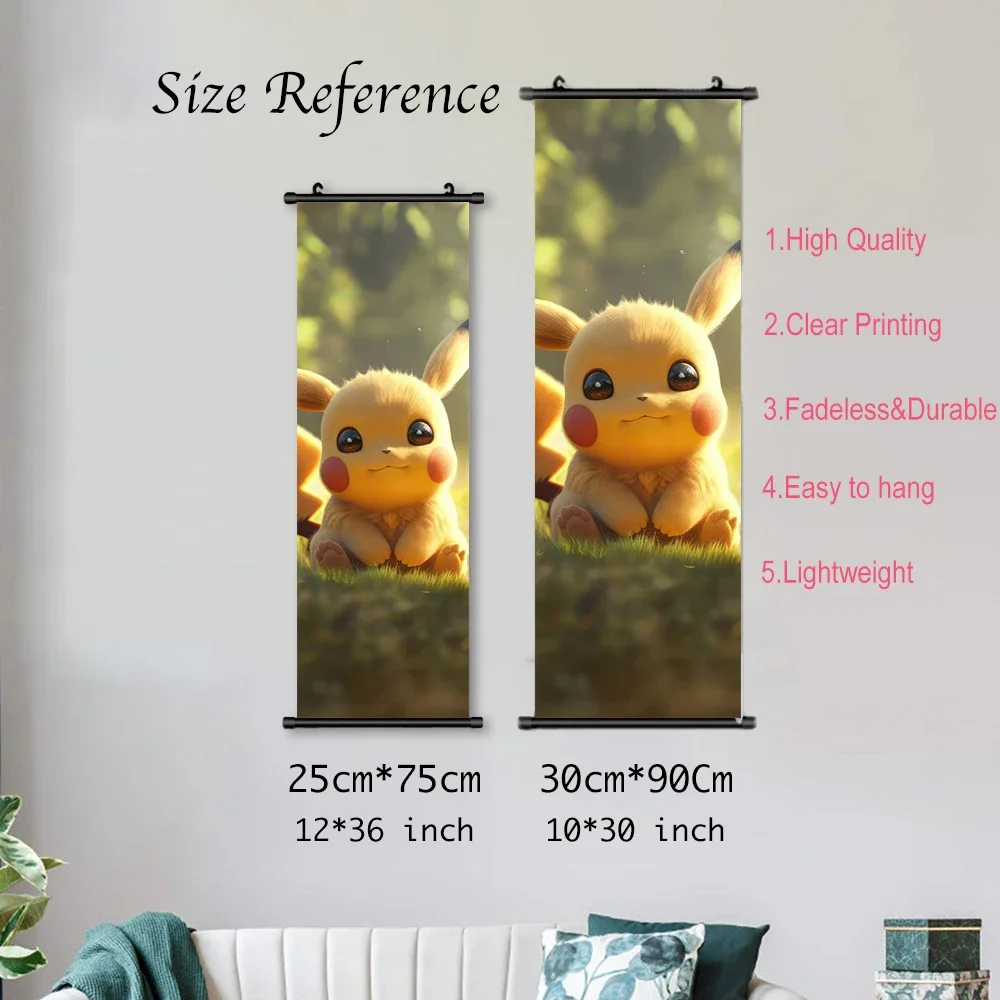 Pokemon Japanese Anime Pikachu Eevee Peripheral Poster Modern Room Decoration Charizard Canvas Hanging Scrolls HD Painting Wall