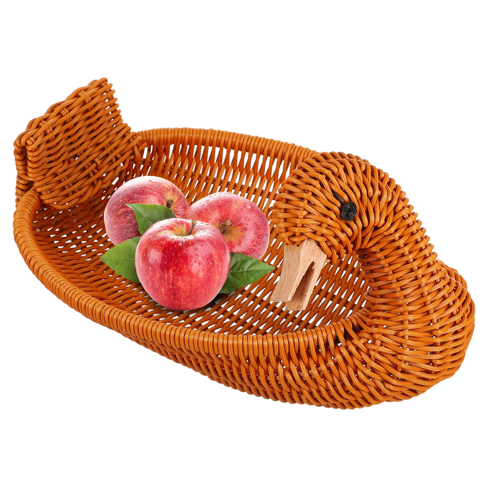 

Imitation Rattan Woven Duck Shape Fruit Basket Kitchen Home Decor Storage Snack Candy Organizer Pantry Container