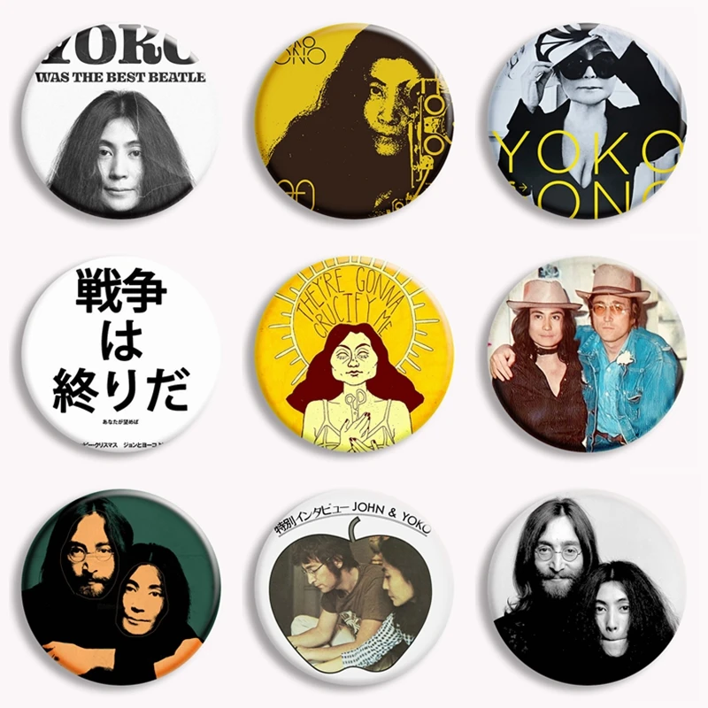 Pin de botón suave estético clásico Yoko Ono, broche para cubierta de libro de pomelo, insignia, bolsa, accesorios de decoración, regalos para seguidores