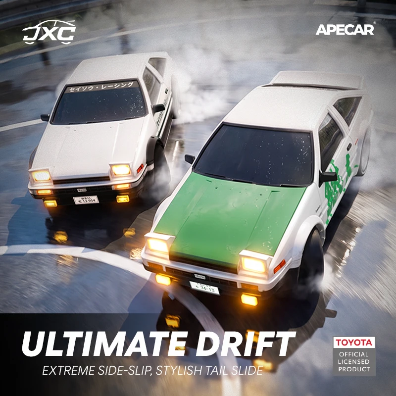 JXC 1:43 AE86 Tsuchiya Drift King DK RC Drift Car 4WD High Speed Racing Car Full Proportional Remote Control Electric Sports Car