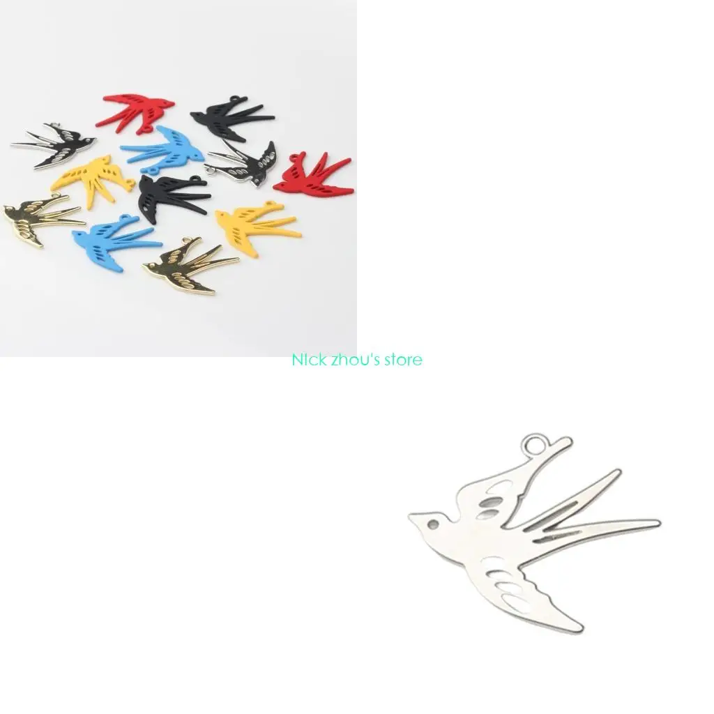 

E15E Elegant Hollow Out Swallow Charm Alloy Jewelry Crafting Lightweight DIY Accessory