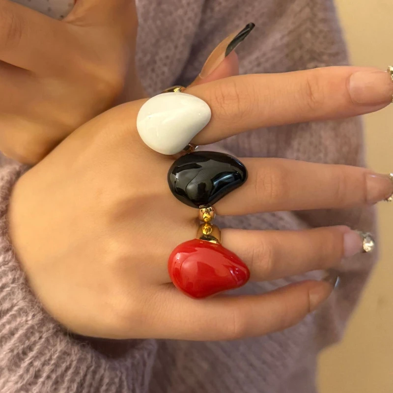 Fashion Jewelry Vintage Temperament Enamle Teardrop Rings For Women Party Gifts Simply Design Accessories 2024 Trend New