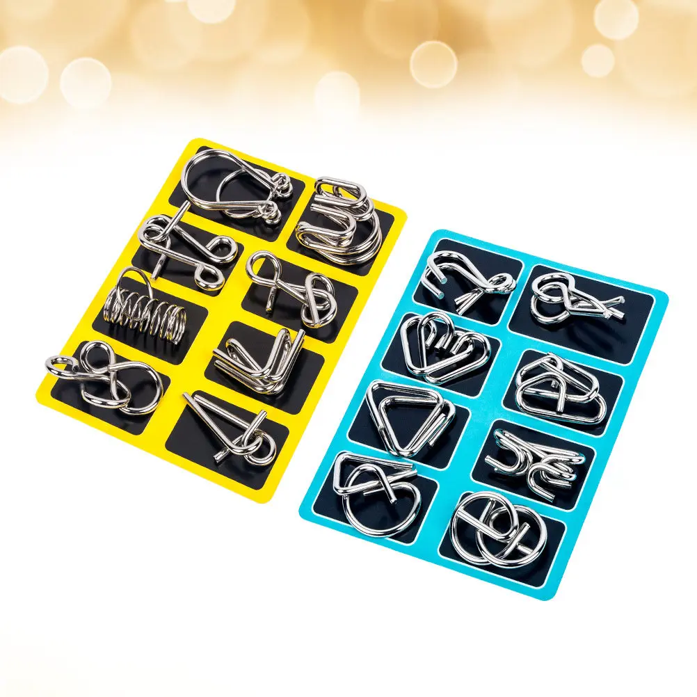 

16 Pieces Premium Metal Puzzle Ring Set Traditional Chinese Brain Teaser Iq Test Game for Adults Kids Stress Relief Logic