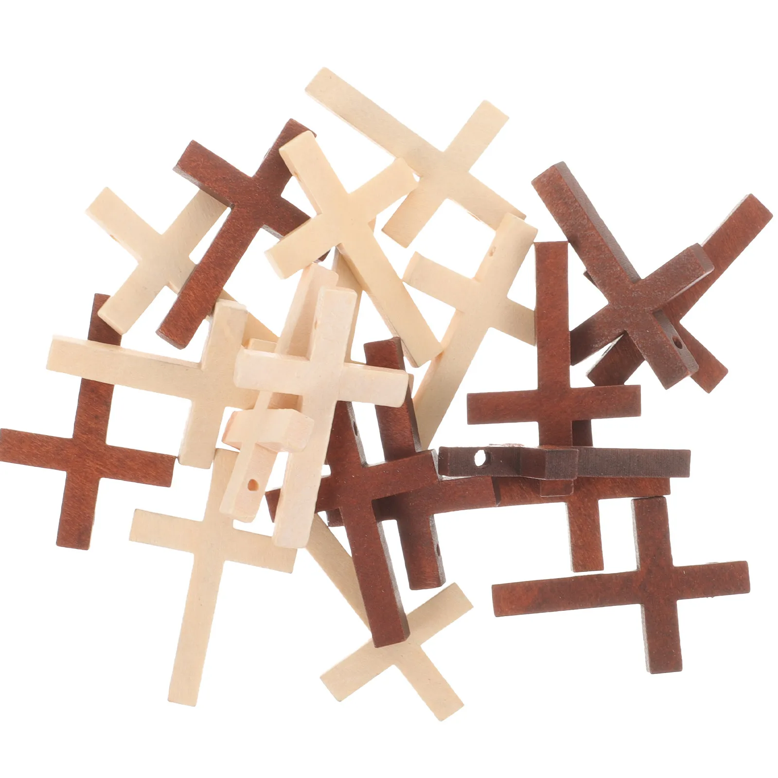 

20Pcs Cross Pendants Wooden Cross Charms Fine Workmanship DIY Bracelet Decors Creative Pocket Amulets for Party Travel
