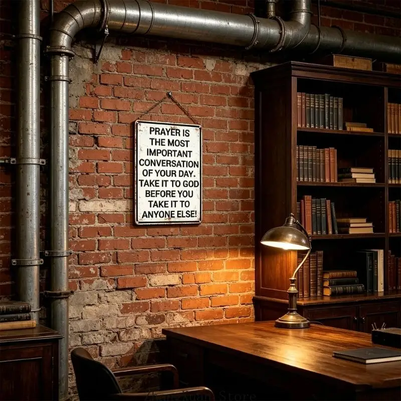 Religious Wall Decors Prayer Is The Most Important Conversation of Your Day Sign 3XUF