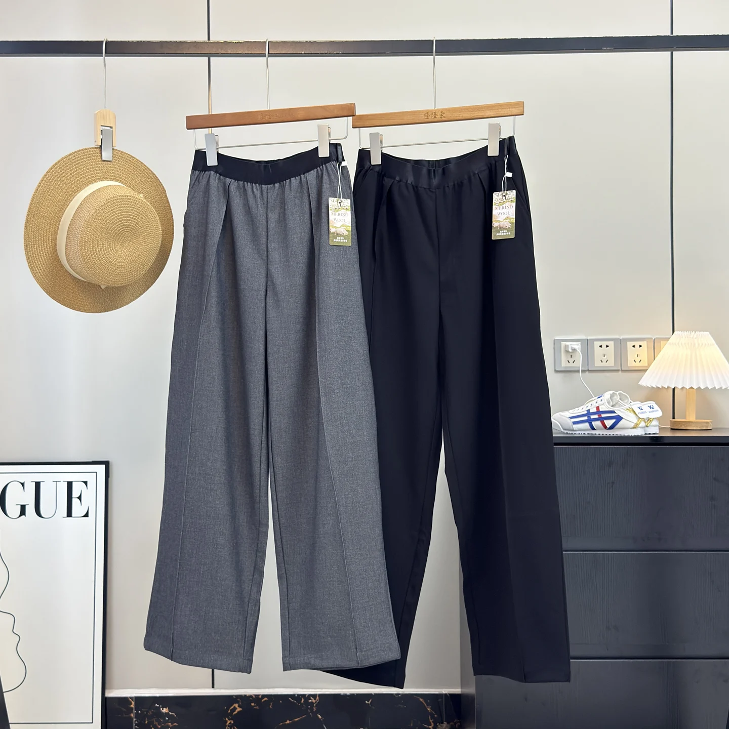 High Waist Wide Leg Wool Blend Casual Pants Women's Sli Tailored Leg ape Slimming mid S Commute Friendly