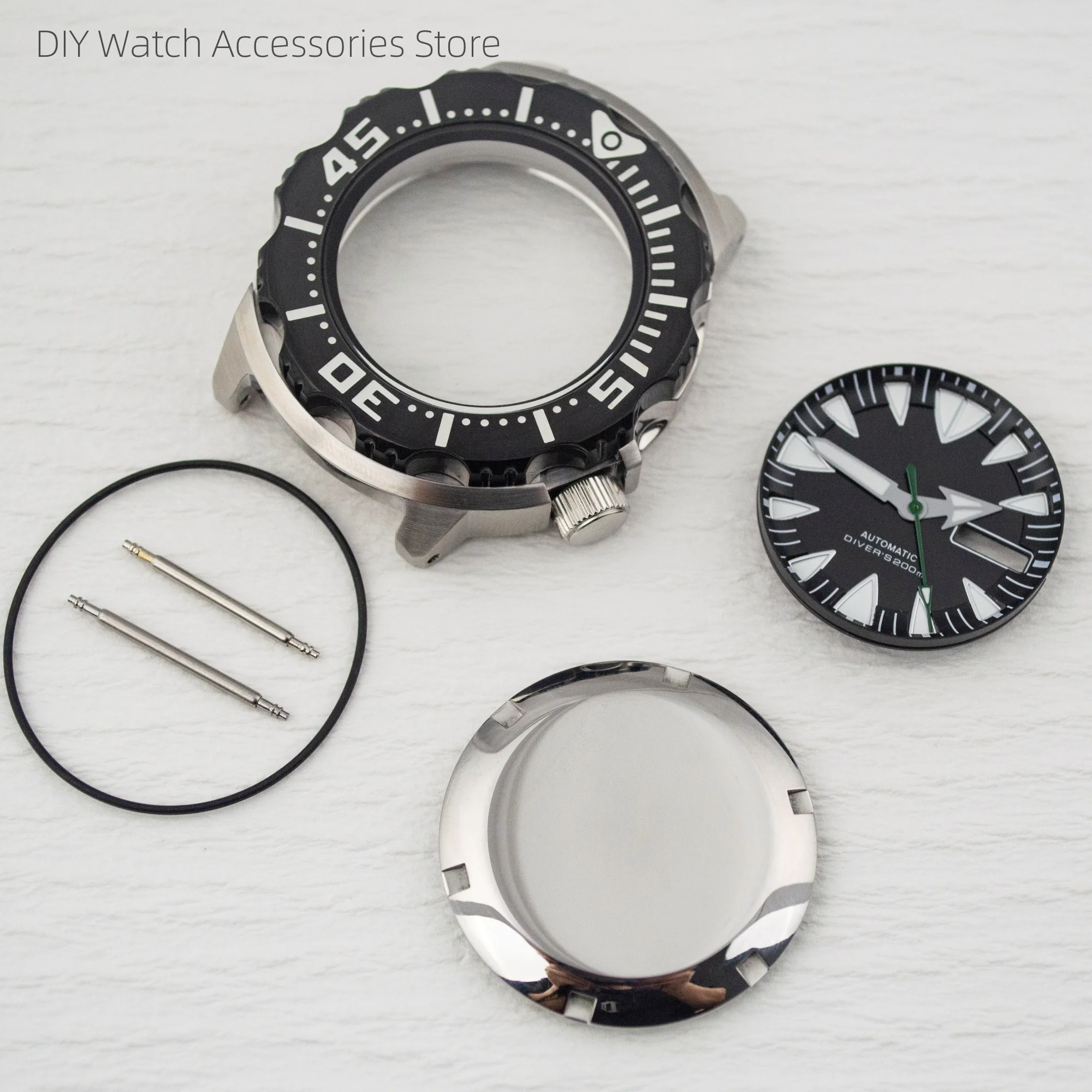 for Monster Case Stainless Steel 20ATM Waterproof NH36 Case NH36 Dial 28.5mm Dial Hands Green Luminous  for NH36A/4R Movement
