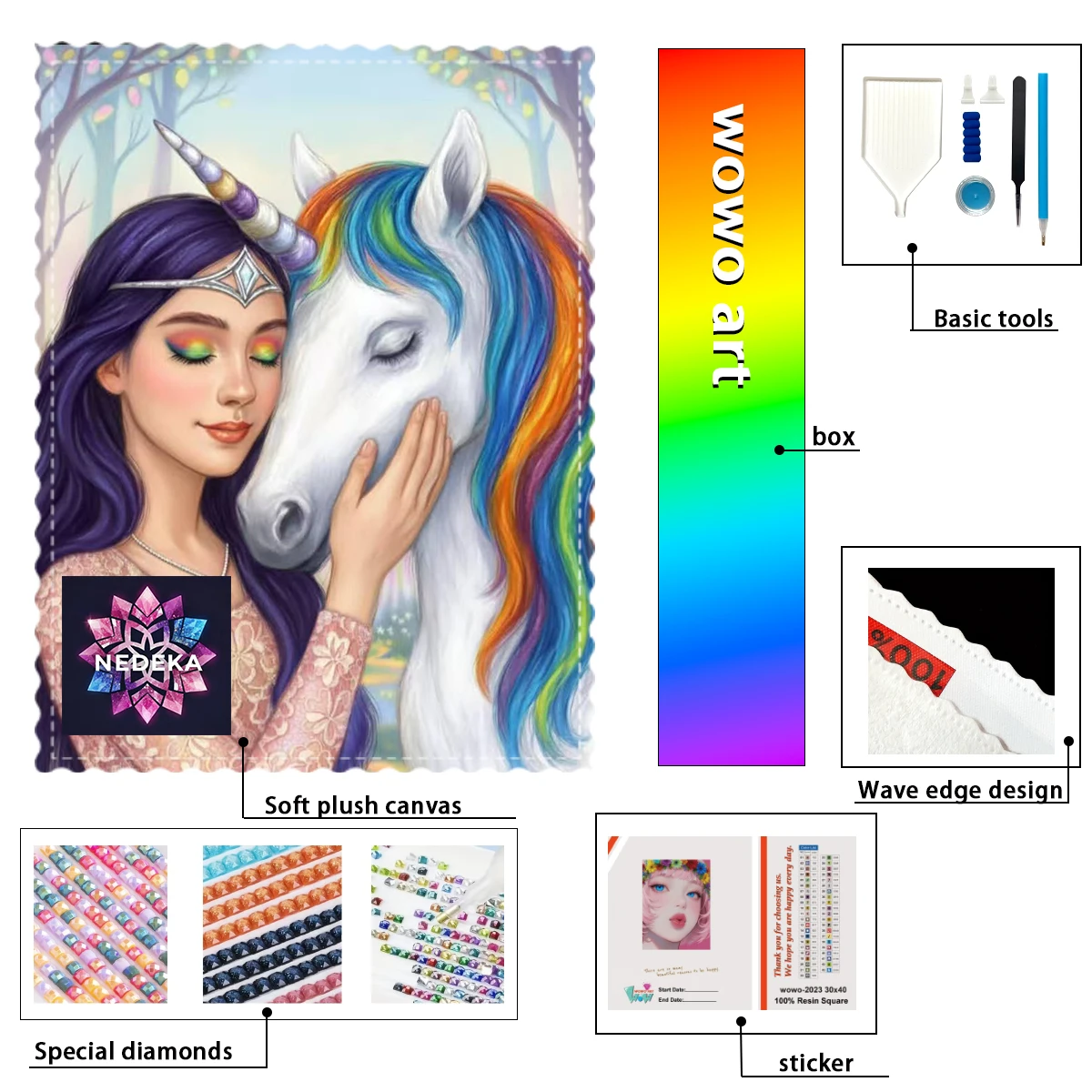 

【NEDEKA_ Diamond Art】Девушка и красочный кристалл единорога AB Горный хрусталь FD Горный хрусталь Идеальный алмаз из смолы