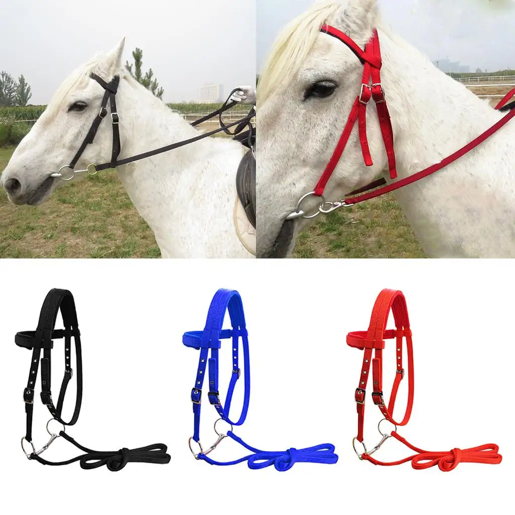 

20mm Wedding Horse Bridle Horse Rein Headstall with Removable Snaffle Halter Nylon Bridle Rein Headstall for Horse Riding