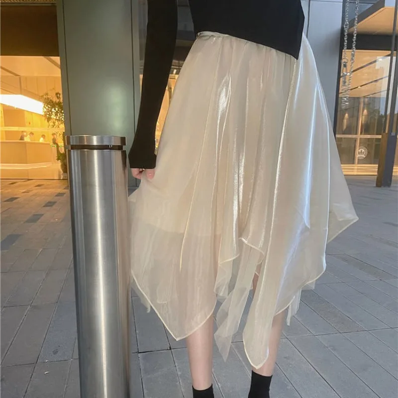 

Asymmetrical Skirts Women Sweet Korean Fashion Mujer Faldas Empire Casual Simple College Streetwear Aesthetic Summer All-match