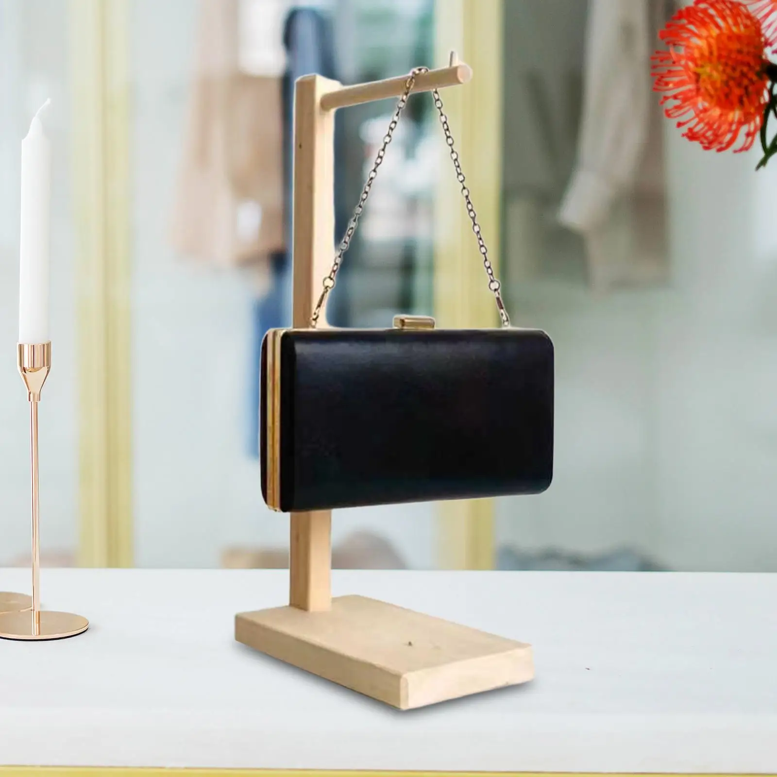 Wood Jewelry Tower Purse Display Stand Handbag Rack Necklace Organizer for Scarves Headphones Home Showroom