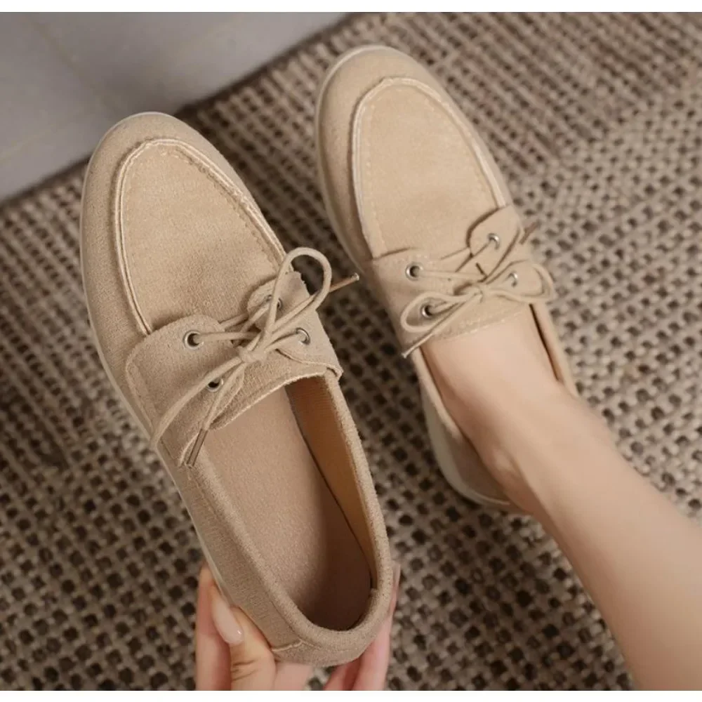 New Women Loafers Slip on Ladies Flats Brand Spring Autumn Casual Flat Shoes Leather Cashmere Single Shoes plus size 43