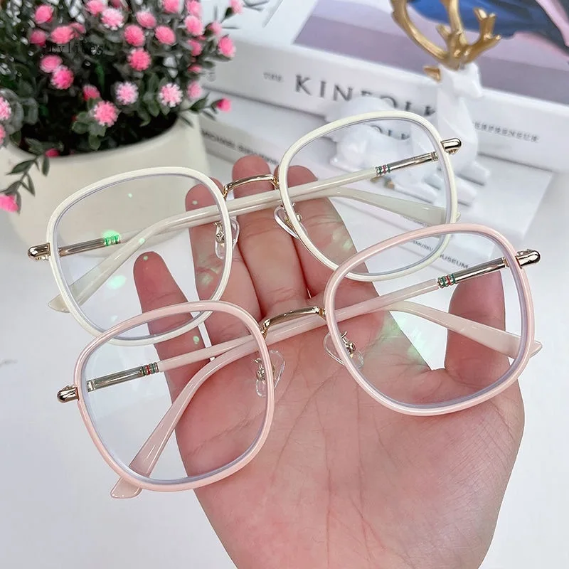 Reading Glasses Blue Light Blocking Glasses Fashion Large Frame Presbyopic Eyeglasses Women Men Metal Presbyopia Eyewear gafas