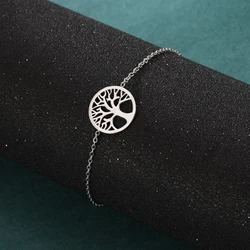 Cazador Hollow Tree of Life Charms Stainless Steel Bracelets Pendant Bracelet Bangle Pulsera Jewelry For Women Present Wholesale