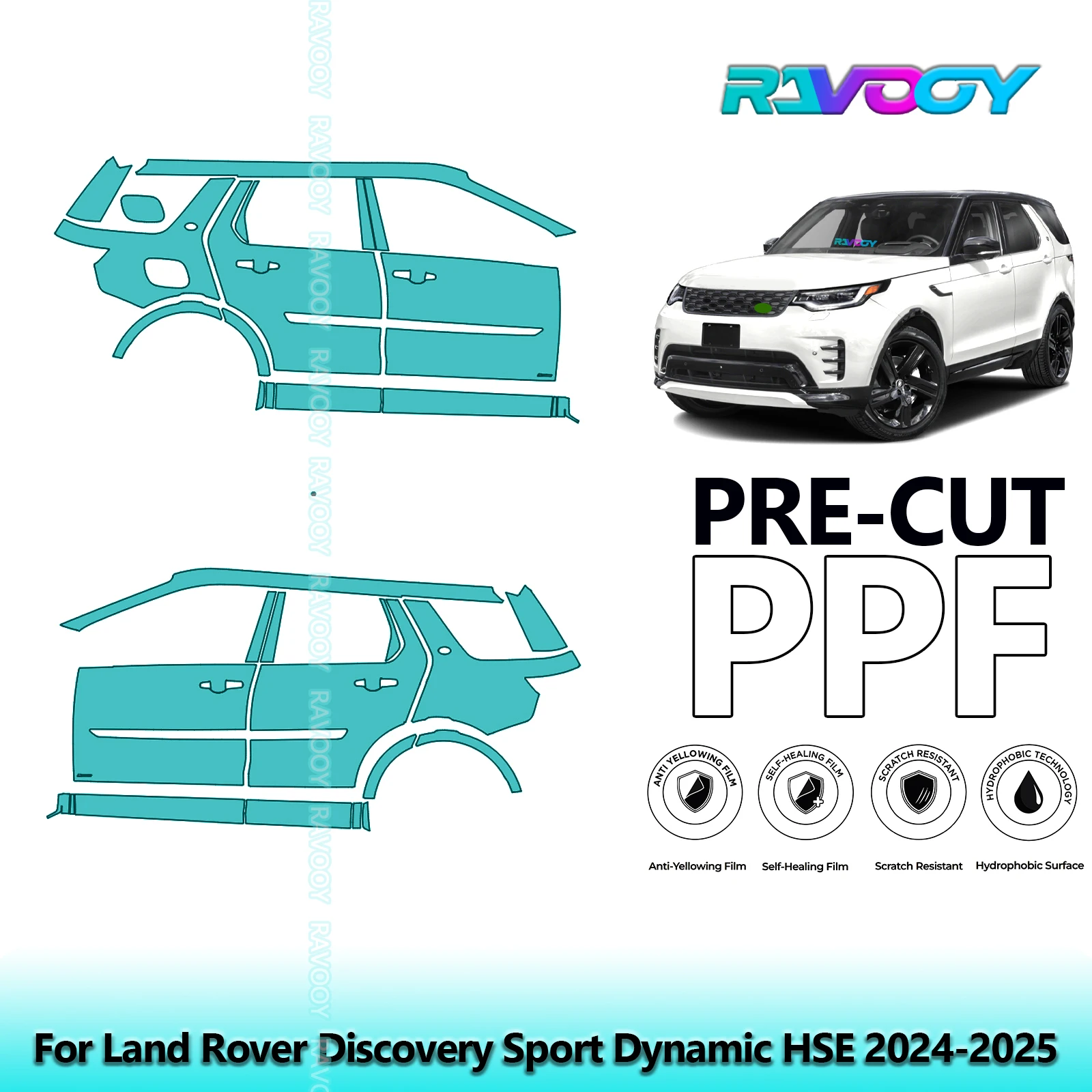 

For Land Rover Discovery Sport Dynamic HSE 2024-2025 8.5mil Pre-Cut PPF Door & A/B Pillar Kit TPU Paint Protection Film Set