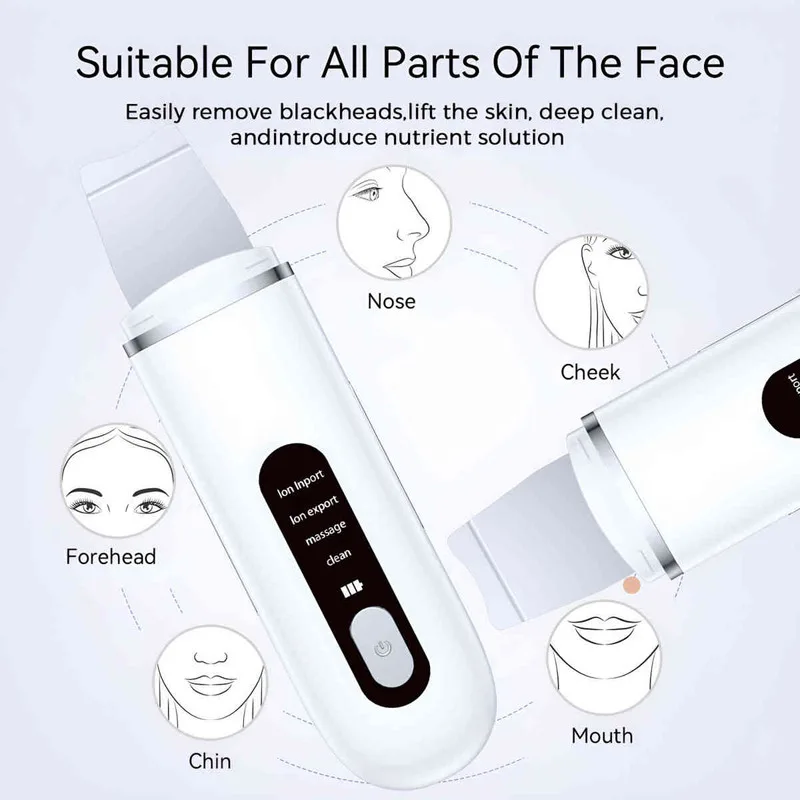 New Ultrasonic Beauty Device Pore Cleaner Facial Cleanser Remover Blackhead Cleaning Dead Skin Acne Face Cleanser Beauty Machine